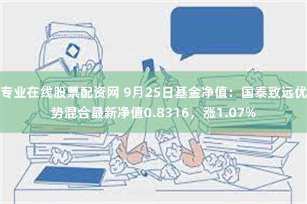 专业在线股票配资网 9月25日基金净值：国泰致远优势混合最新净值0.8316，涨1.07%